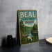 A vintage-style metal sign for the state forest in Missouri, featuring a scenic illustration of the forest and a river.