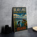 A vintage-style metal sign for Bear Lake National Wildlife Refuge in Idaho, featuring an illustration of wildlife and natural scenery.