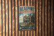 A vintage-style metal sign for the Sleeper-McAnn House, a historic landmark in Massachusetts, is displayed on a wooden wall.