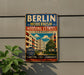 a vintage advertisement for Berlin's modern housing estate, with a focus on the Bauhaus design and the concept of "function, light, community".