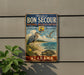 a vintage-style sign for Bon Secour National Wildlife Refuge in Alabama, with illustrations of birds and a turtle.
