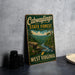 A vintage-style sign for Cabwaylingo State Forest in West Virginia, featuring a scenic landscape with a river and forest.