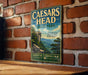 a vintage-style sign for Caesar's Head State Park in South Carolina, mounted on a brick wall.