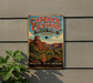 A vintage metal sign for Caprock Canyon State Park in Texas, featuring a desert landscape with a bighorn sheep and the text "Wilderness, History, Adventure, Experience the Legacy".