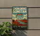 A vintage metal sign for the Hongming Dongtan Nature Reserve in China, featuring an illustration of a crane and a scenic landscape.