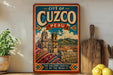 A vintage-style poster of Cuzco, Peru, featuring a colorful illustration of the city's landmarks and architecture, along with the text "City of Cuzco, Peru" and "The Ancient Capital of the Incas".