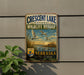 A vintage-style metal sign for the Crescent Lake National Wildlife Refuge in Nebraska, featuring a serene landscape with ducks and a sunset.
