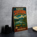 A vintage-style metal sign for Danau Sentorum, a landmark in Indonesia, featuring a scenic landscape with a lake and mountains.