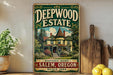 A vintage-style sign for Deepwood Estate, a historic home in Salem, Oregon built in 1894.