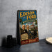 A vintage-style metal sign with the text "Edison and Ford" and "Winter Estates Florida" displayed prominently. The sign also features illustrations of two men and an old-fashioned car, suggesting a historical or nostalgic theme.