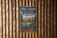 A vintage-style metal sign for Edsel & Eleanor Ford House, featuring a large illustration of the house and the Ford logo.