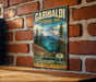 A vintage-style metal sign for Garibaldi Provincial Park in British Columbia, Canada, featuring a scenic mountain landscape with pine trees and a lake.