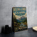A vintage-style sign for Helena-Lewis and Clark National Forest in Montana, featuring a scenic mountain landscape.