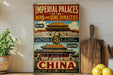 A vintage-style poster advertising the Imperial Palaces of the Ming and Qing Dynasties in Beijing, China.