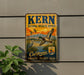 A vintage-style metal sign for Kern National Wildlife Refuge in California, featuring an illustration of ducks and a sunset landscape.
