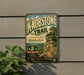 A vintage trail sign for Knobstone Trail in Indiana, advertising the trail as 95 miles of scenic beauty and inviting people to hike, explore, and discover the area.