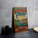 A vintage-style sign for Kizilirmaak Delta, Turkey, featuring a seagull flying over a body of water with flamingos in the background.