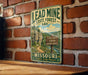 A vintage-style metal sign for the Lead Mine State Forest in Missouri, featuring a scenic mountain landscape and camping and natural beauty information.