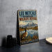 A vintage-style metal sign for the Lee Metcalf National Wildlife Refuge in Montana, featuring a goose and a mountain landscape.