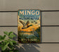 A vintage-style metal sign for the Mingso National Wildlife Refuge in Missouri, featuring a bird illustration and the text "Mingso National Wildlife Refuge Missouri".