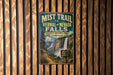 A vintage-style metal sign for the Mist Trail to Vernal and Nevada Falls in Yosemite National Park, California.