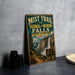 A vintage-style metal sign for the Mist Trail to Vernal and Nevada Falls in Yosemite National Park, California.
