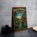 A vintage-style metal sign for the Mohican Memorial State Forest in Ohio, featuring a scenic illustration of a forest and a river.