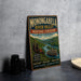 A vintage-style metal sign for the Monongahela River Valley Heritage Corridor, featuring a scenic illustration of the river and surrounding landscape.