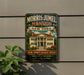 A vintage-style metal sign for the Morris Jamel mansion in New York, featuring an illustration of the mansion and a banner that reads "New York's Oldest House".