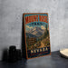 A vintage-style metal sign for the Mount Rose Trail in Nevada, featuring a scenic mountain landscape and trail sign.