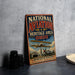 A vintage metal sign for the National Aviation Heritage Area in Ohio, featuring an illustration of a biplane and a barn.