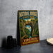 A vintage-style metal sign for Natural Bridge State Park in Virginia, featuring a scenic illustration of the bridge and surrounding landscape.