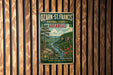 A vintage-style metal sign for Ozark-St. Francis National Forests in Arkansas, featuring a scenic landscape with a river and pine trees.