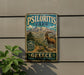A vintage-style metal sign for Psiloritis Park in Greece, featuring a mountain landscape and a goat.