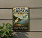 a vintage-style sign for the National Wildlife Refuge in Maine, with a bird illustration and a scenic landscape.