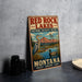 A vintage-style metal sign for the Red Rock Lakes National Wildlife Refuge in Montana, featuring an illustration of a heron and ducks in a lake surrounded by mountains.
