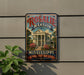 A vintage-style metal sign for Rosalie Mansion, a historic home in Mississippi, with a large illustration of the mansion and surrounding landscape.