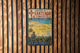 a vintage-style map of the Routes of Santiago de Compostela, with a wooden background.