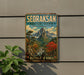 a vintage-style sign for the Seoraksan Biosphere Reserve, which is a nature reserve in harmony with nature.