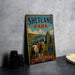A vintage-style sign for Shetland Park, featuring a horse and a castle in the background, with the text "Shetland Park" prominently displayed.