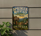 A vintage trail sign for the "Springer Mountain Approach Trail" in Georgia, featuring a scenic mountain landscape and the text "Explore Georgia" and "Maintain the beauty of the mountain".