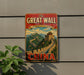 A vintage-style sign that reads "The Great Wall of China" and features an illustration of the iconic wall.