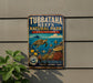 A vintage-style metal sign for Tubbataha Reefs Natural Park in the Philippines, featuring an illustration of a turtle swimming among colorful fish and coral.