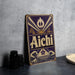 A vintage-style sign for Aichi, featuring a sunburst design and the word "Aichi" prominently displayed.