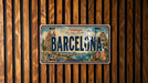 A license plate from Barcelona, Spain, with a colorful and detailed design.