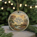 A round ornament with a painting of Abilene State Park, Texas, featuring a scenic landscape with a windmill, trees, and a river.