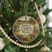 A round ornament hanging on a Christmas tree, featuring an illustration of a historic site and text that reads "Battle of Lexington State Historic Site, Missouri".