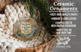 Ceramic ornaments, featuring a detailed image of the Big Bend of the Colorado State Recreation Area in Nevada, are displayed in a woven basket.