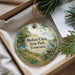 A decorative ornament with a scenic image of a lake, a bridge, and a bird, along with the text "Bledsoe Creek State Park, Tennessee".