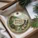 A decorative ornament with a scenic landscape of Bluestone State Park, West Virginia, featuring a waterfall and a bridge.